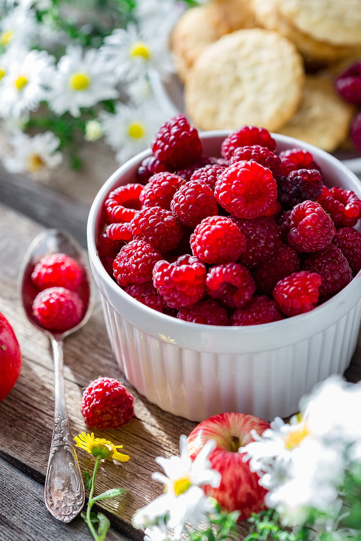 Raspberry, Berry, matang, Berries Raspberry, musim panas, Taman, closeup