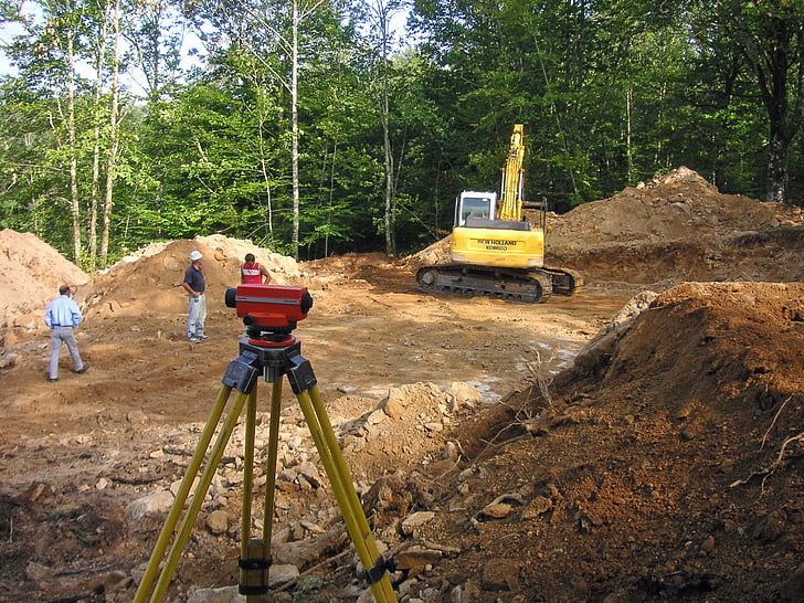 surveying, building site, theodolite, builders, construction, work