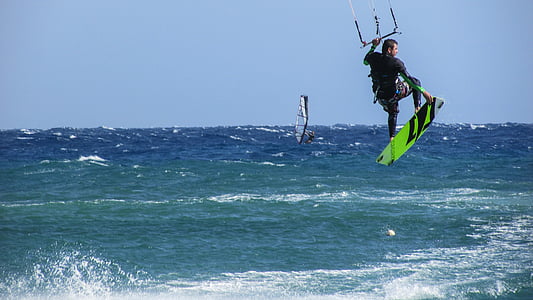 kite surf, persona que practica surf, acrobático, de surf, deporte, extremo, viento
