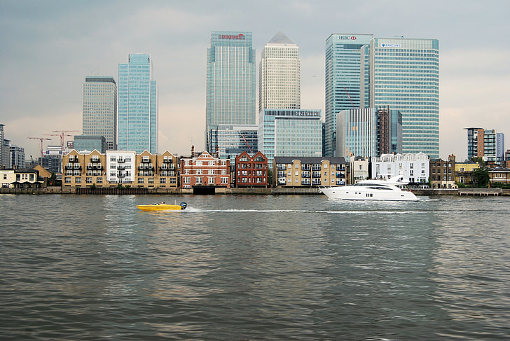 Canary wharf, biznes, Miasto, Londyn, Drapacz chmur, Finanse, River thames