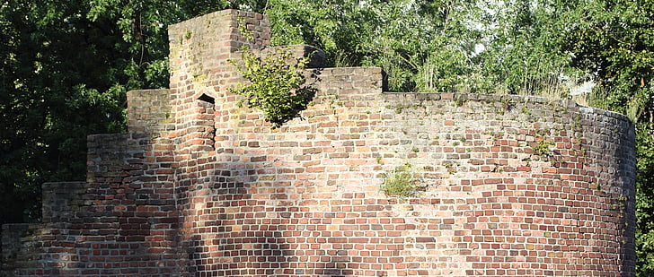 stenen muur, stadsmuur, esthetische, groen, rood, Duitsland, historisch