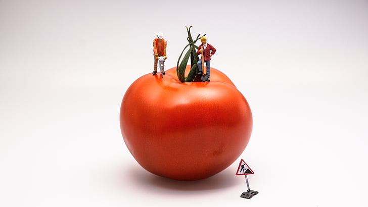 tomato, food, vegetable, red, construction, work area, jack-hammer