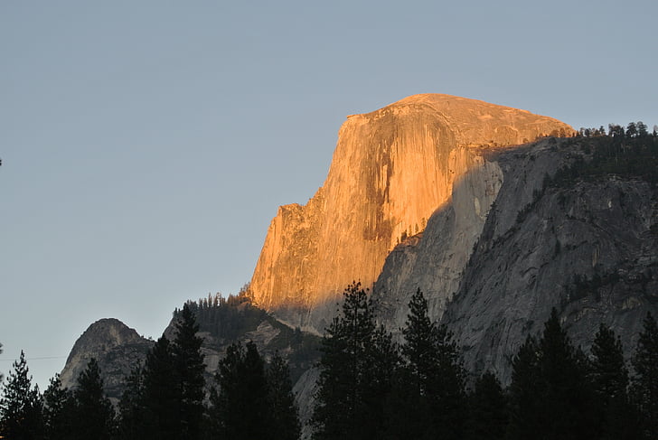 Yosemite, halve koepel, zonsondergang, nationaal park, landschap, Californië, Verenigde Staten