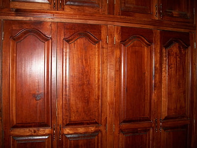 portes, fusta, armari, marró, Cedre, color