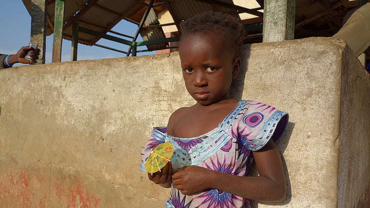 Gambia, lány, félénk, gyermek