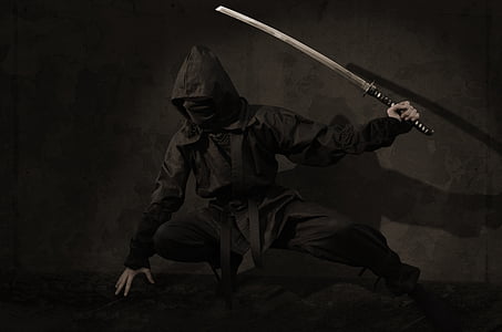 Ninja, guerriero, Giappone, assassino, spada, maschera, ombra