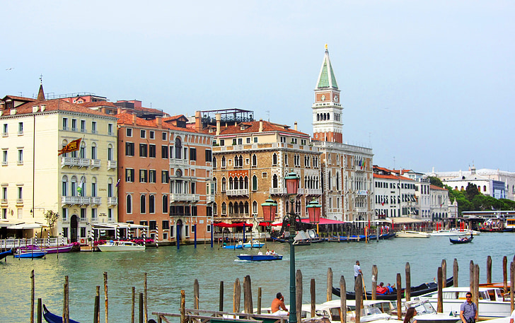 Venice, Itālija, pusvagonus, Barca, kanāls, ūdens, pieminekļu