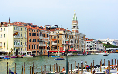 Veneza, Itália, gôndolas, Barça, canal, água, Monumento