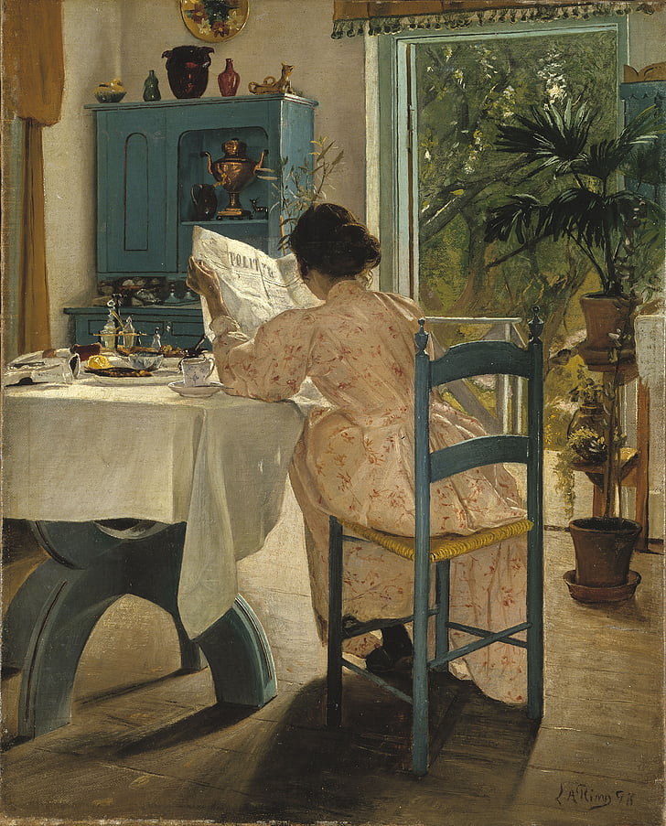 breakfast, 1898, laurits andersen ring, painting, woman