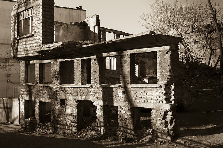 antiga, ruïna, carrer, Sèpia, edifici, Istanbul, edificis