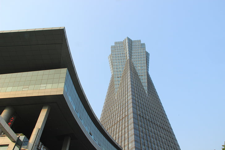 Hangzhou, gebouw, plein, het platform, wolkenkrabber