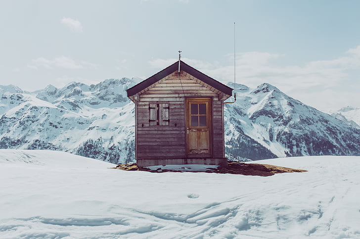 cabină, munte, zăpadă, iarna, Alpii europeni, natura, Europa