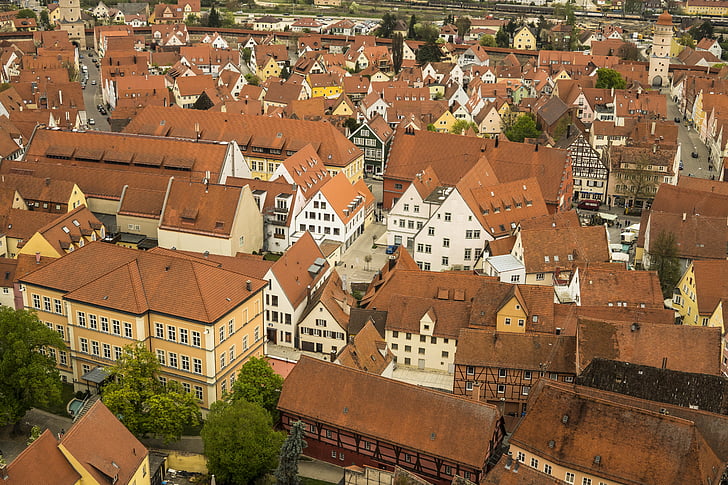 Nördlingen, Miestas, namai, santvaros, Architektūra, pastatas, fasadas