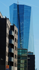 ecb, 은행, 유로, 고층 빌딩, 프랑크푸르트, 스카이 스크 래퍼, 유럽 중앙 은행