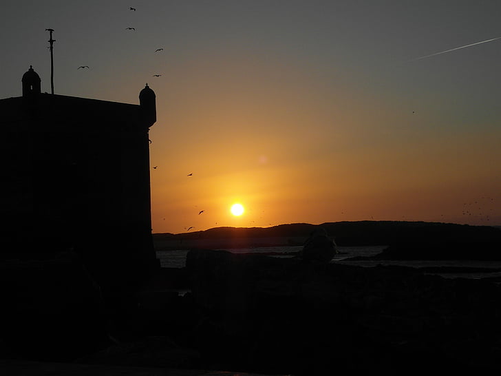Maroko, Essaouira, západ slnka, Atlantic