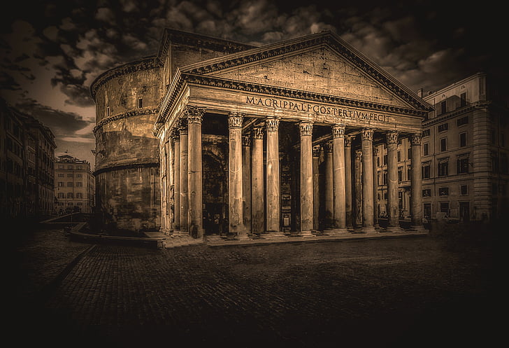 pantheon, rome, italy, architecture, history, building, buildings