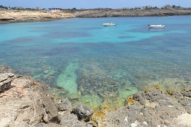 Lampedusa, øya, stranden, turkis, sjøen, Italia, landskap