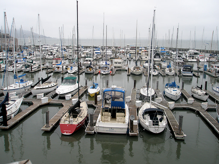 csónak, csónakok, San francisco, Bay, San francisco-öböl, dokkoló, Port