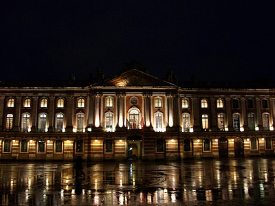toulouse, capitol, night, light