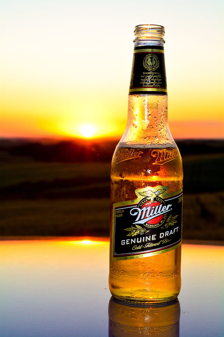 cervesa, posta de sol, sol, horitzó, natura, cel, paisatge