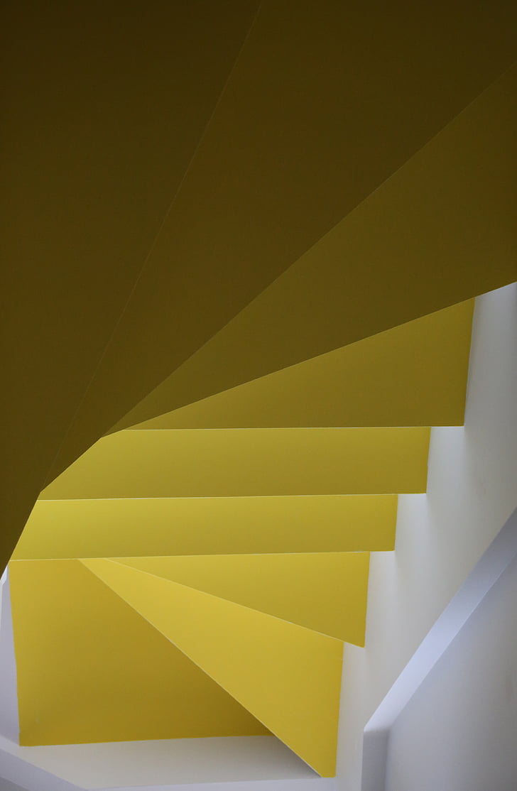 arhitektura, umjetnost, boje, boje, stubište, stepenice, žuta