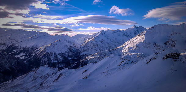 Alpes, Austria, esquí de fondo, montañas, panorama, nieve, invierno