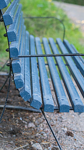 bench, blue, outdoor, summer, sit, relax, park