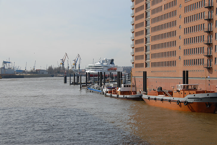 Hamburg, luka, Elbe, Sjeverna Njemačka, brodovi, brod za krstarenje, vode