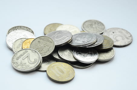 Rubelj, denar, peni, kovanci, ruščina, kopek, peščica