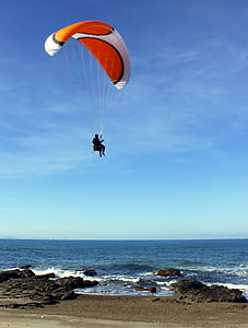 Glider, tiibvari, Flying, Paragliding, piloot, rannikul, sinine
