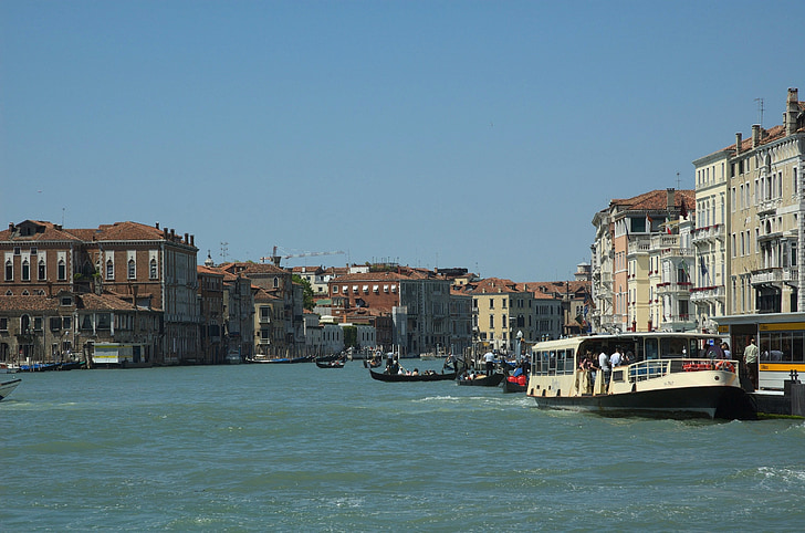 Венеция, Италия, небо, облака, канал, водным путям, лодки