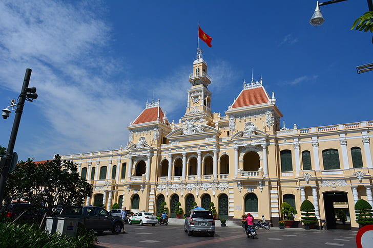 Saigon, Ho chi minh city, Vietnam, arkitektur, rejse, City hall, Indokina