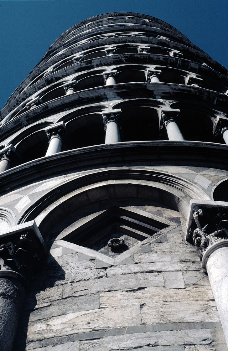 pisa, leaning tower, campanile, italy, columnar, renaissance