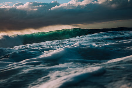 mar, Océano, agua, ondas, naturaleza, oscuro, nubes