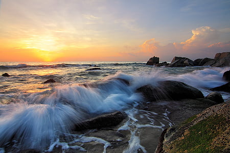 val, vode, oceana, more, štrcanje, Prijedlog, izlazak sunca