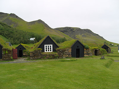 아이슬란드, 그린, 러쉬, 홈, 녹색 공간, 자란, 구릉