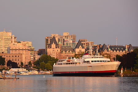 Victoria î.Hr., Inner harbor, cu feribotul, CoHo, Canada, britanic, Columbia
