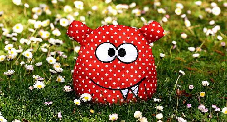 monster, fabric, meadow, floral, daisy, funny, cute