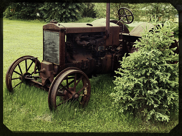 vanha, Traktori, Maatalouskalustoa, maatalous, Vintage, Anna, kuljetus