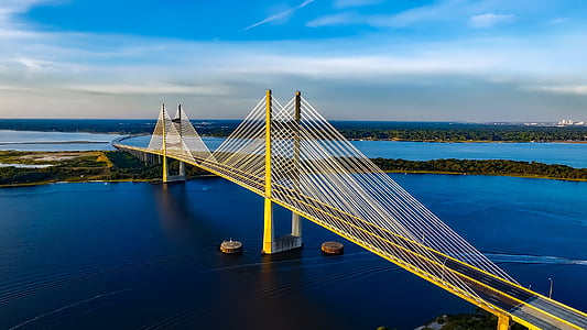 Dames kohta bridge, Jacksonville, Florida, St. johns-joesta, arkkitehtuuri, taivas, pilvet