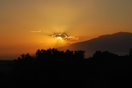 Creta, puesta de sol, mar, Grecia, cielo de la tarde, días de fiesta