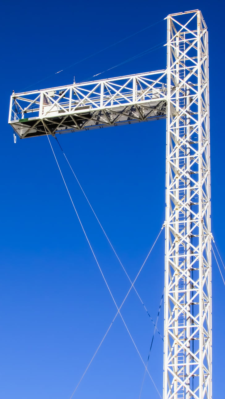 Crane, construction, ingénierie, matériel, haute, blanc