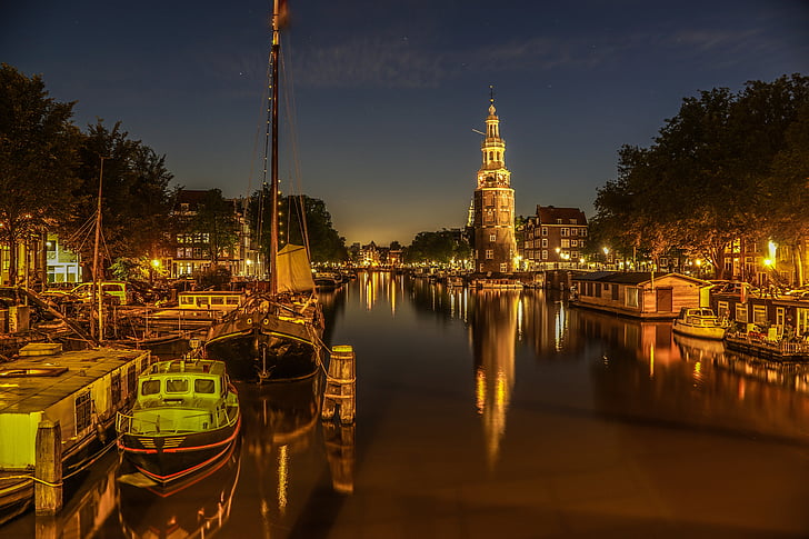Amszterdam, boot, haafen, víz, Hollandia, hajó, folyó