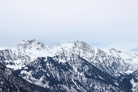 punto de referencia, Fotografía, montaña, cubierto, nieve, invierno, cresta de la montaña