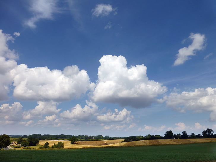 paisagem, Mecklenburg, céu, nuvens, natureza, ensolarado, Alemanha