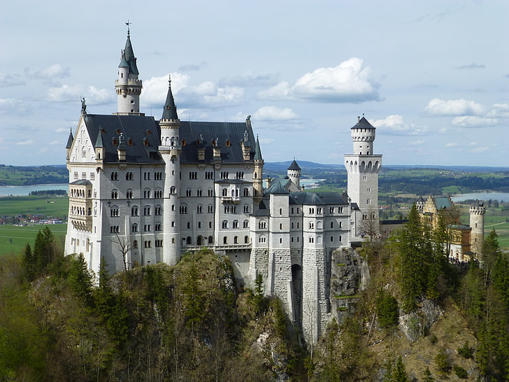 Neuschwanstein, slott, Bayern, barock, artonhundratalet, romansk revival, Palace