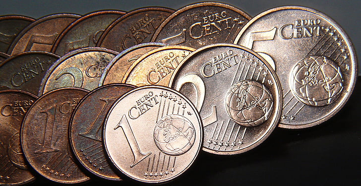 cent, příjmy, eura, eurocent, Euro peníze, Evropa, finanční
