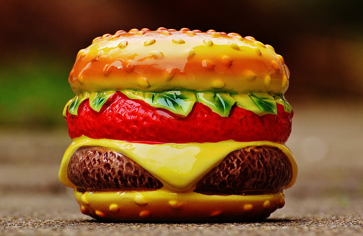 Hamburger, Cheeseburger, sehr lecker, Keramik, lustig, Töpferei, fragile