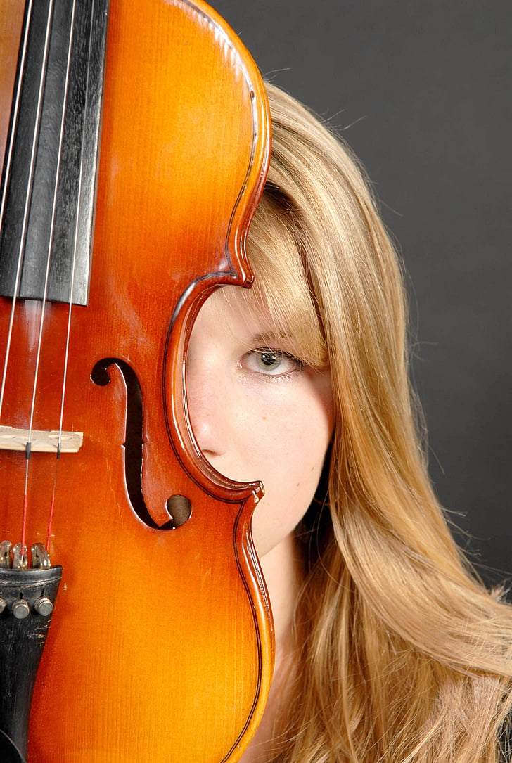 音楽, ヴァイオリン, 女の子, ツール, instrufacement, 肖像画, 金髪