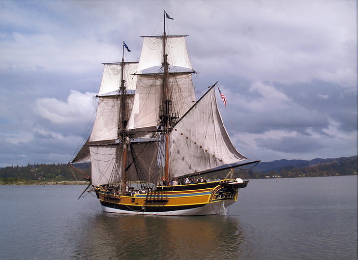 fartyg, Columbia, floden, natursköna, duk, segel